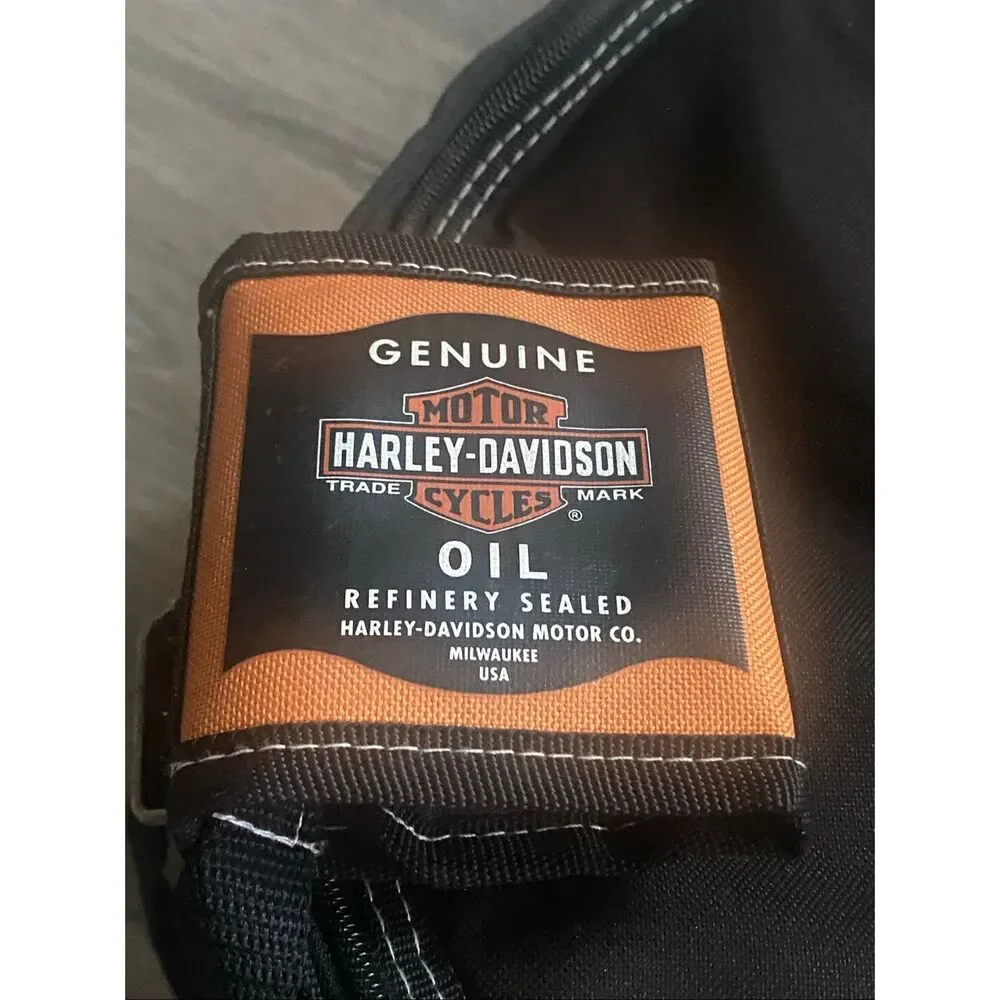 New! Harley Davidson Motor Oil Can Style Collapsible Cooler Round Insulated Bag